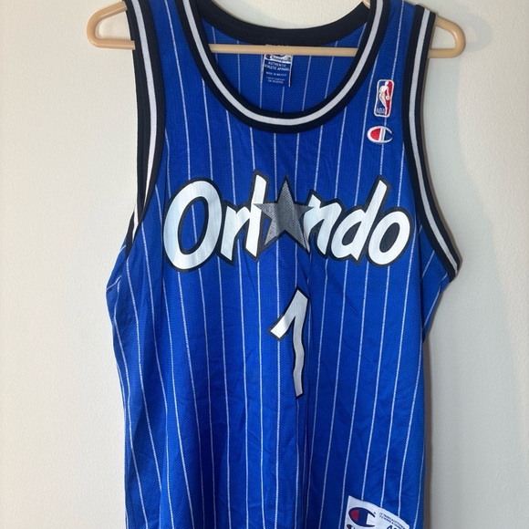 Champion Other - 90s Champion Blue and White Penny Hardaway Orlando Magic Pin-Striped Jersey